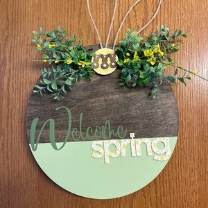 Handmade Handpainted Wood Welcome Spring Sign